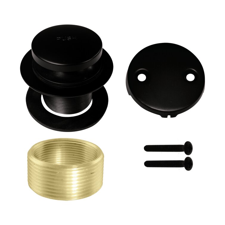Easy Installation Matte Black Fit both 1-1/2 Inch or 1-5/8 Inch Strainer and Stopper SENTO Black Tip-Toe BathTub Drain Trim Set Assembly Stopper Kit Heavy Duty Metal with Matching Screws 