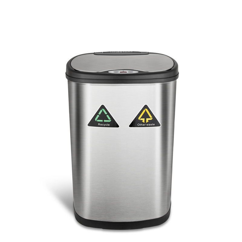 Trash Recycle Cabinet Wayfair Nine Stars 13 2 Gallon Motion Sensor Multi Compartments Trash Recycling Bin