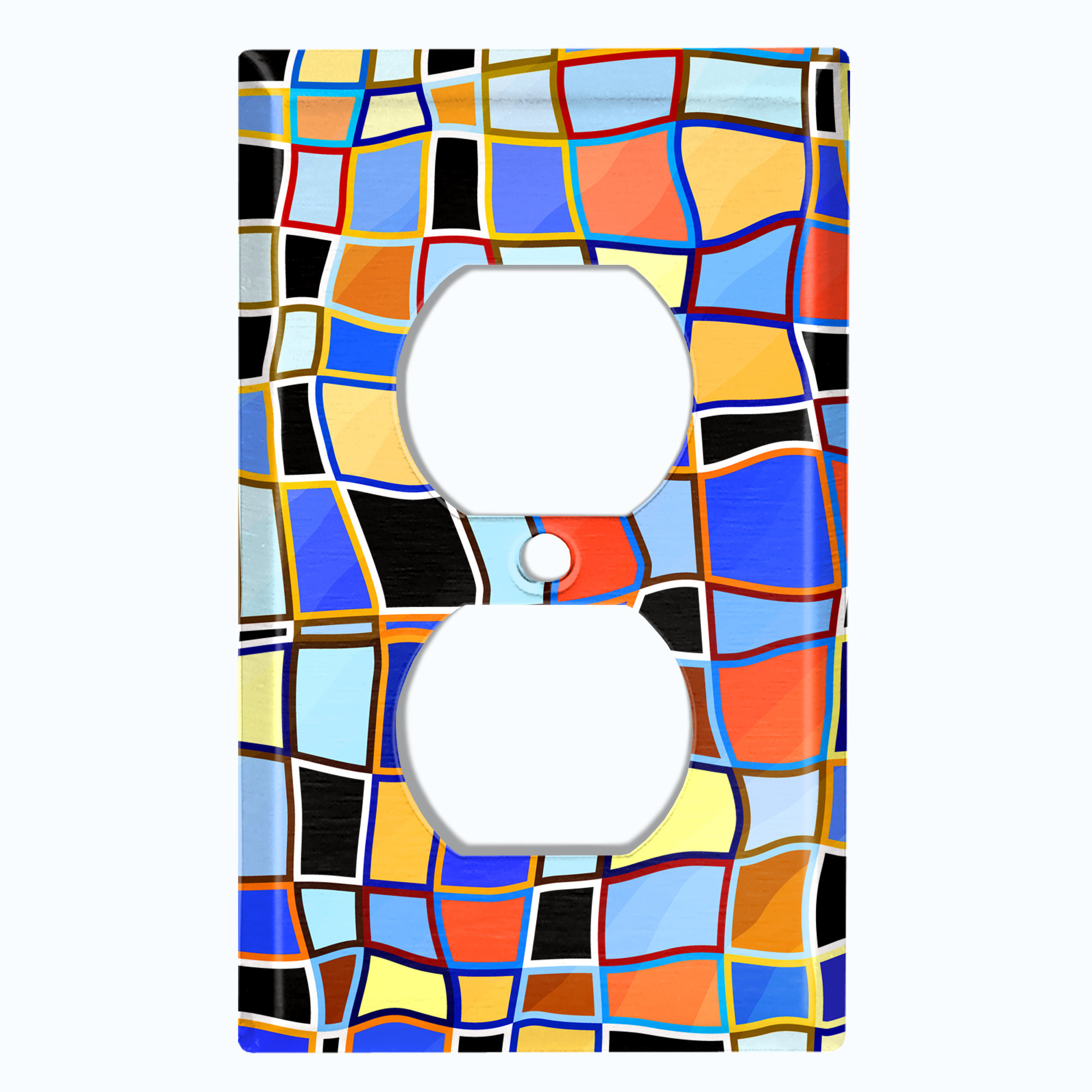 WorldAcc Colorful Stained Glass Tile Print 1Gang Duplex Outlet Wall