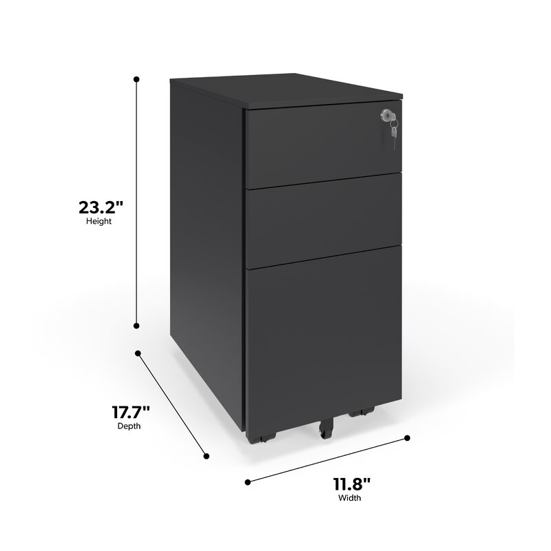 Hon Basyx Slim 3 Drawer Mobile Vertical Filing Cabinet Reviews Wayfair