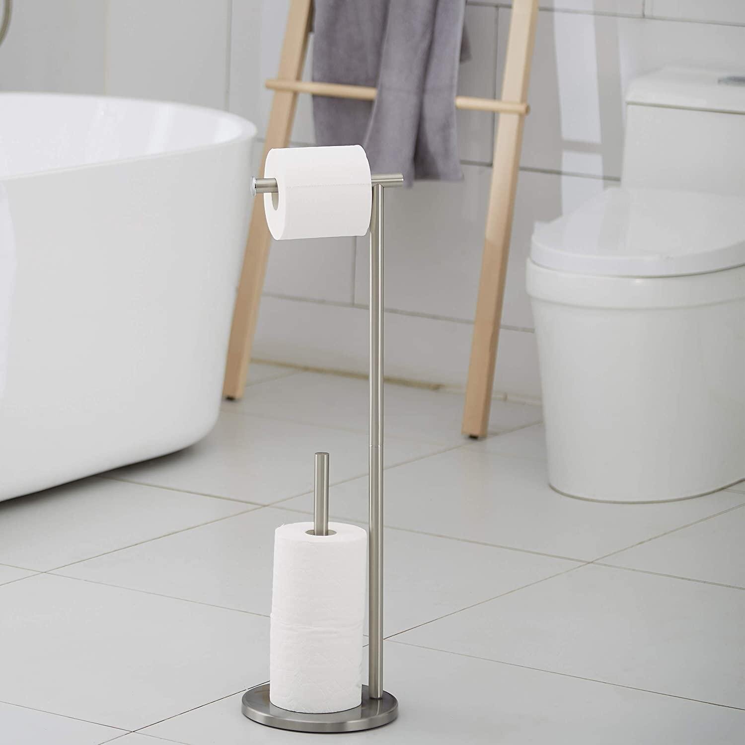 Stainless Steel Free Standing Toilet Paper Roll Dispenser 