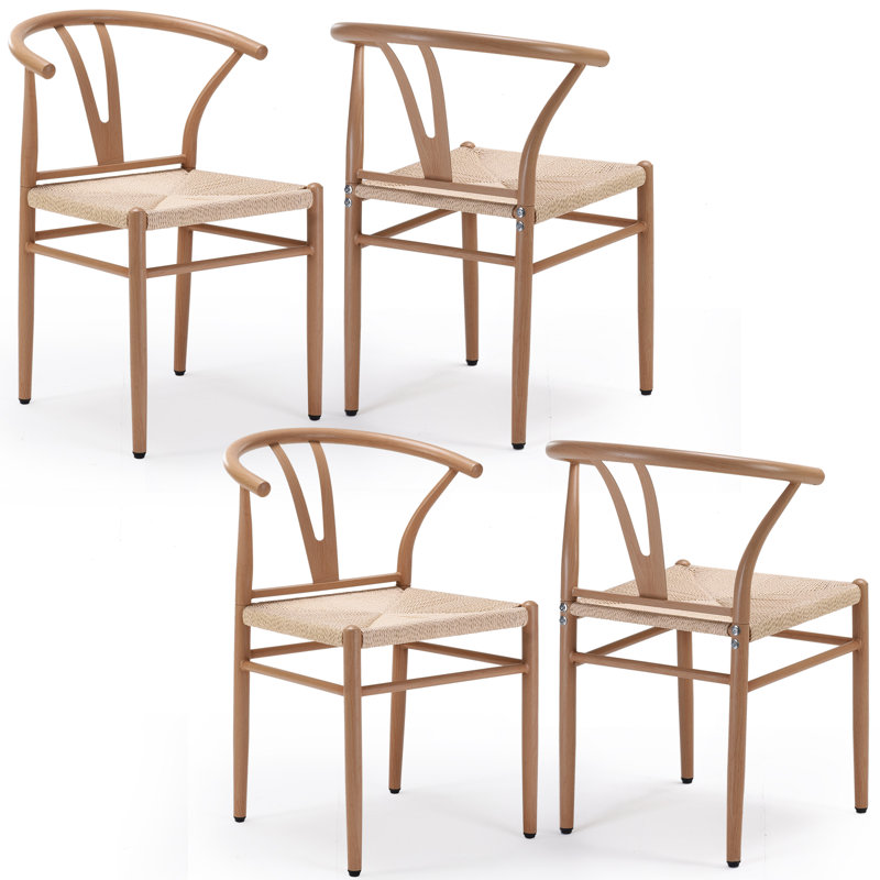 Chanpreet Metal Slat Back Folding Stacking Accent Dining Chair Color: Natural/Beige