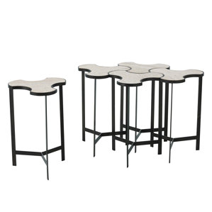 Global Views Link Bunching End Table with Travertine Top Global Views Link Bunching End Table with Travertine Top