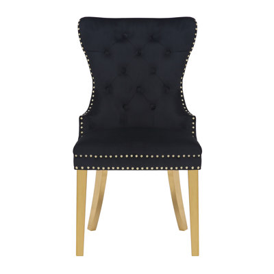 Chemene Tufted Velvet Wingback Side Chair