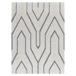 Poulos Platinum Shag White Area Rug