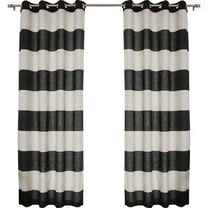 Classic Striped Semi-Sheer Grommet Curtain Panels (Set of 2)