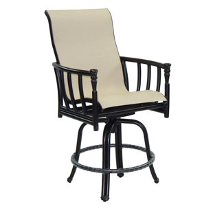 Provence Sling Swivel Patio Bar Stool by