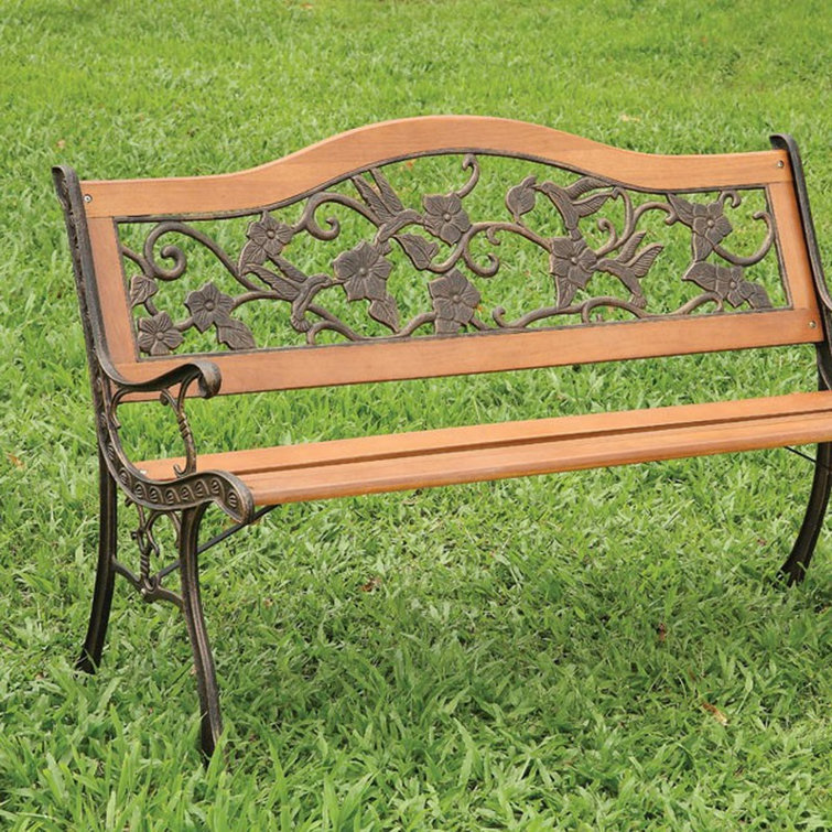 August Grove Boyer Floral And Bird Garden Bench Wayfair