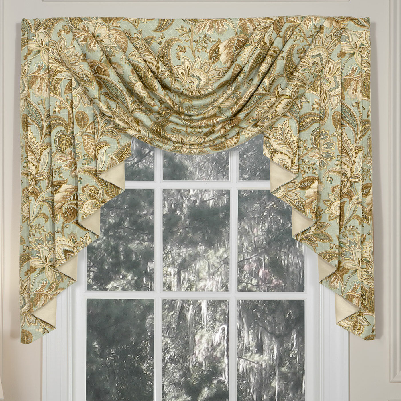 Thomasville At Home Valdosta Floral Linen Swag 50 Window Valance Wayfair