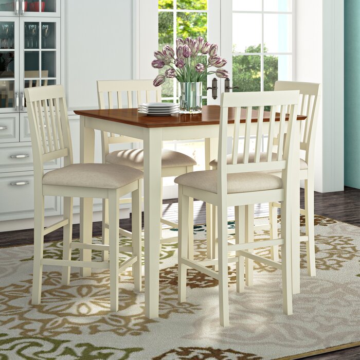 Andover Mills Quinlan 5 Piece Counter Height Solid Wood Dining