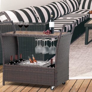 Details about   Outdoor Wicker Bar Cart with Tempered Glass Top Patio Storage Drawer Table Wheel 
