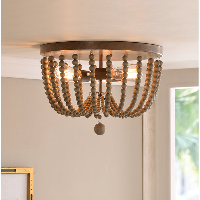 Bay Isle Home Tilden Wood Bead 3 Light Flush Mount Reviews Tilden Wood Bead 3 Light Flush Mount
