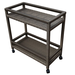 Outdoor Wicker Bar Cart Wayfair Outdoor Wicker Bar Cart With Shelves And Wheels
