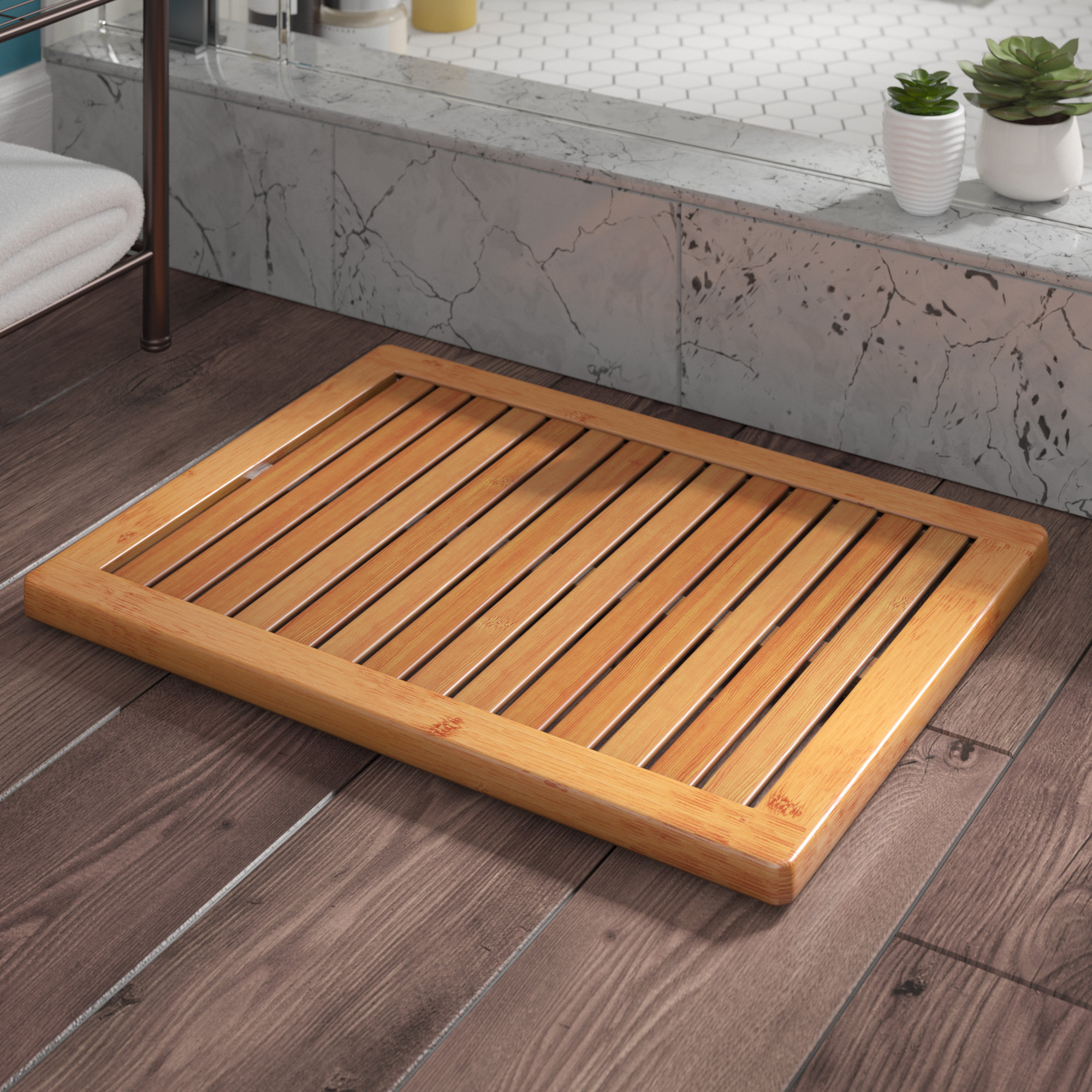 wood bathroom rug