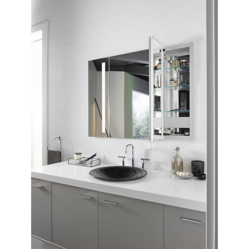 Kohler Verdera Recessed Or Surface Mount Frameless Medicine Cabinet With 2 Adjustable Shelves And Electrical Outlet Reviews Wayfair