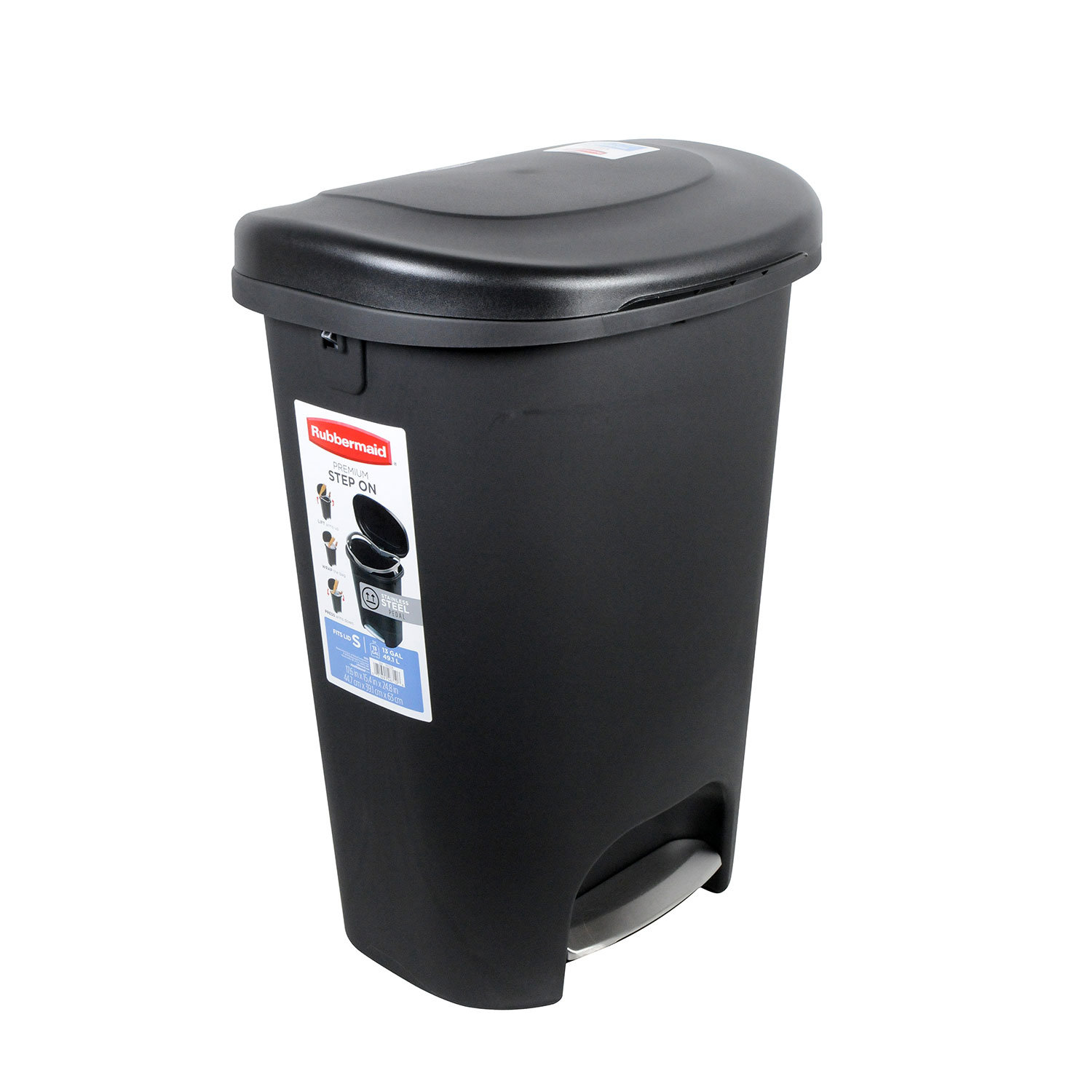 Step On Plastic Trash Can 13 Gal Rubbermaid Kitchen Waste Basket