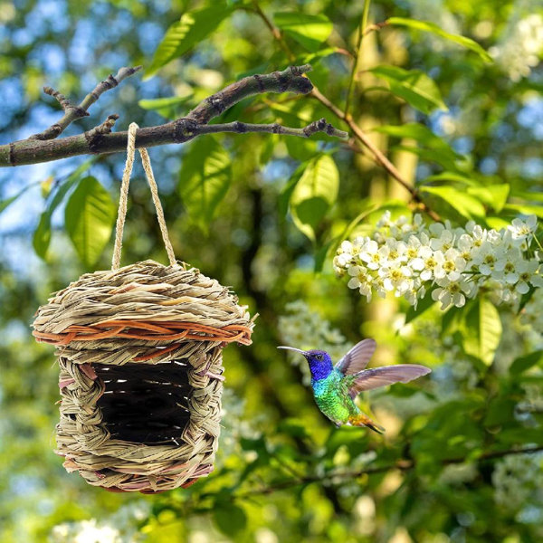 Set of 2 Hand Woven Hummingbird Nesting House Bird Lover Gifts Hummingbird Houses for Outside Hanging