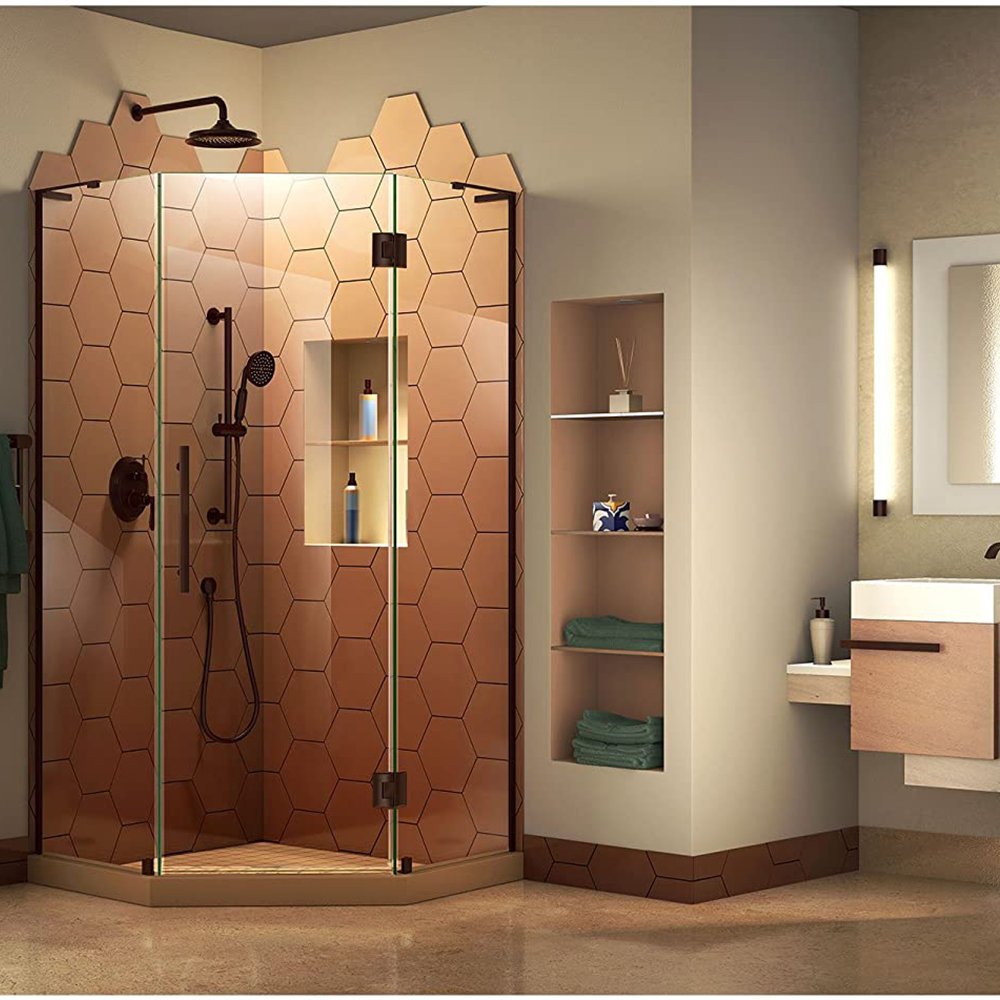 VAPSINT 34'' W x 72'' H Framed NeoAngle Walk in Shower Enclosure Wayfair