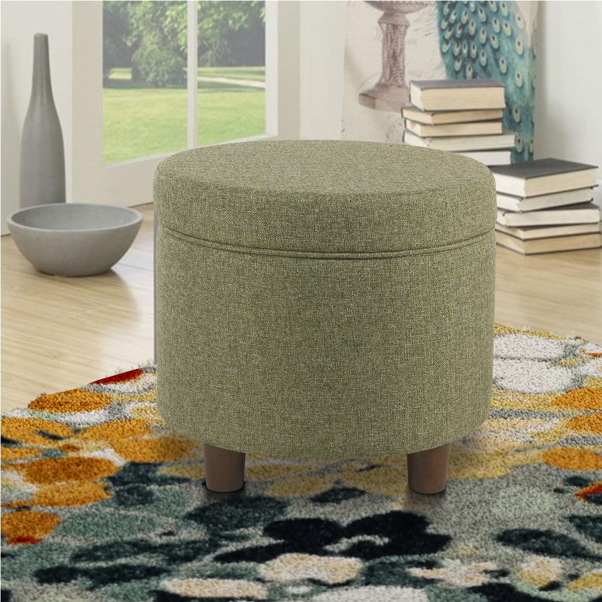 Wrought Studio Hilbert 19'' Wide Round Storage Ottoman with Storage ...