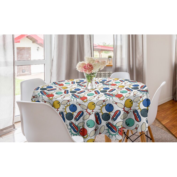 Elegant Style Print Round Tablecloth Retro Tasseled Table Cover Home Decoration