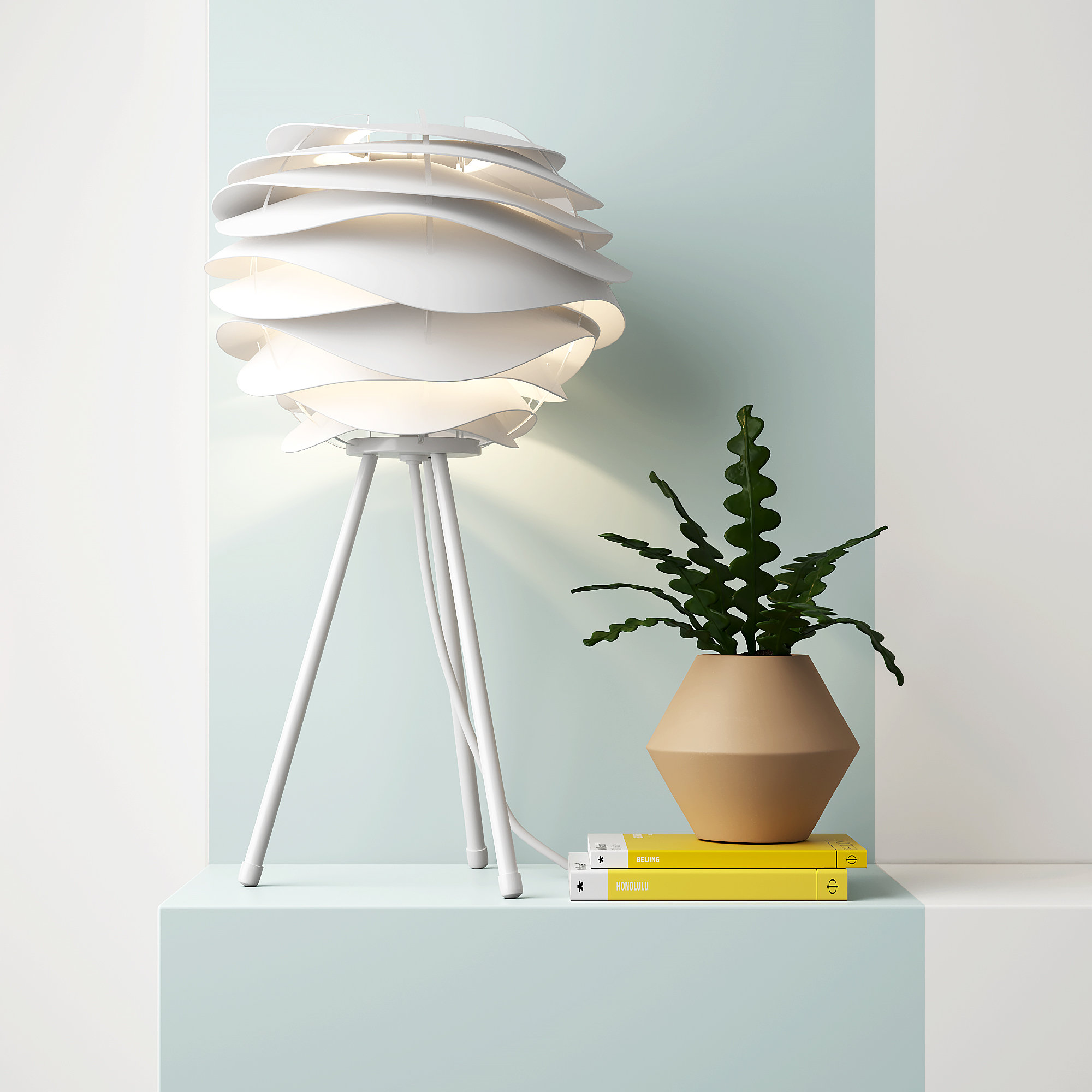 yellow tripod table lamp