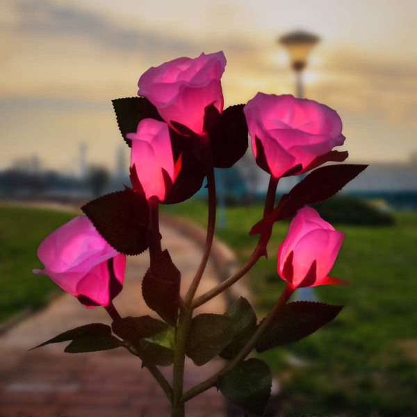 Solar Power Rose Flower Garden Stake Outdoor landscape Lamp Yard LED Light 