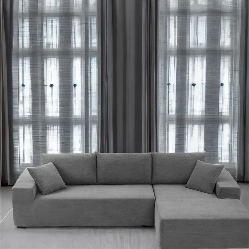Lashey 2 - Piece Upholstered Sectional Orientation: Right Hand Facing, Body Fabric: Gray Fabric
