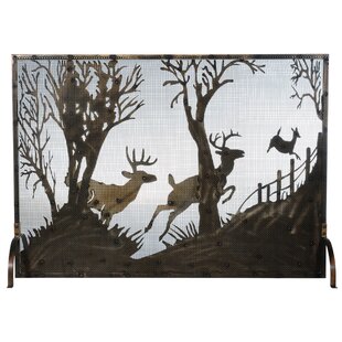 Deer On The Loose Single Panel Fireplace Screen By Meyda Tiffany