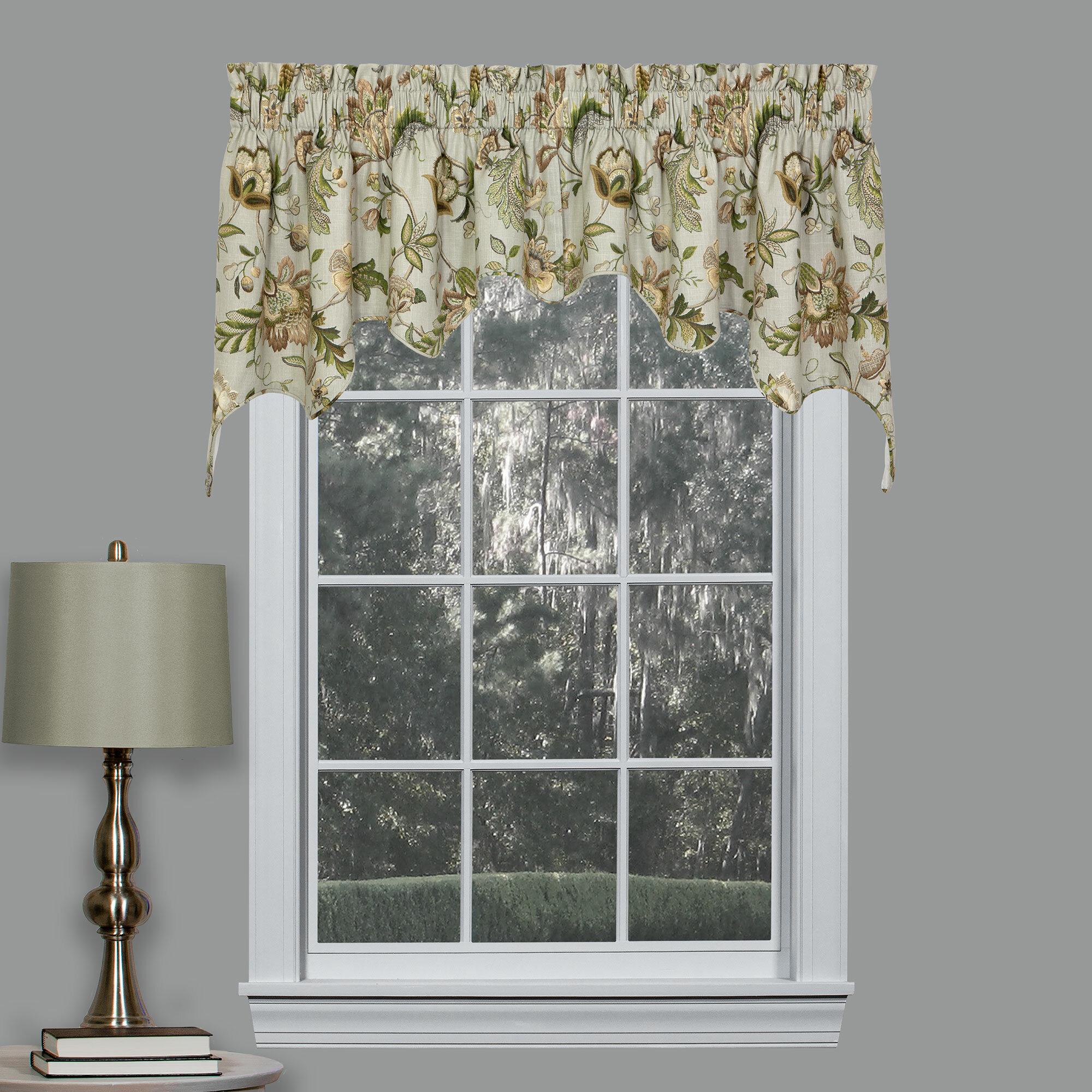 Thomasville At Home Floral Linen Swag 100 Window Valance In Blue Gray Green Wayfair