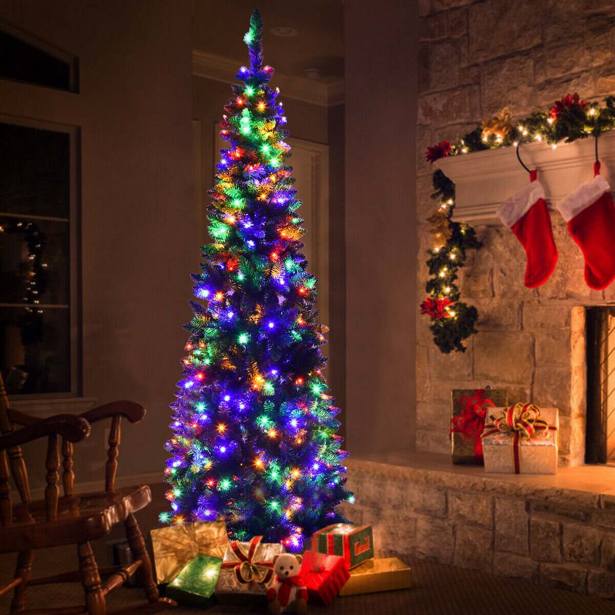 christmas tree with colored lights