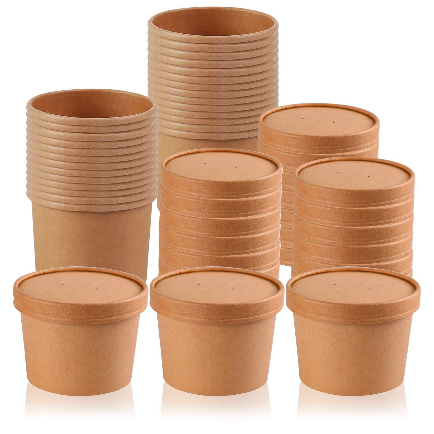 Download Spicymedia 30 Pack 12oz Microwavable Kraft Paper Food Cups Disposable Soup Cups With Lids Soup Bowls With Lids Soup Containers Disposable To Go Containers For Restaurants Delis Cafes Wayfair