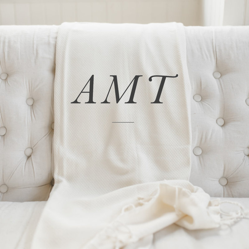 Gracie Oaks Irven Personalized Monogram Cotton Blanket Wayfair