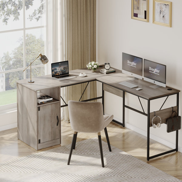 Cherry Computer Desk with Black Frame Writing Desk Rectangular Desk Top 