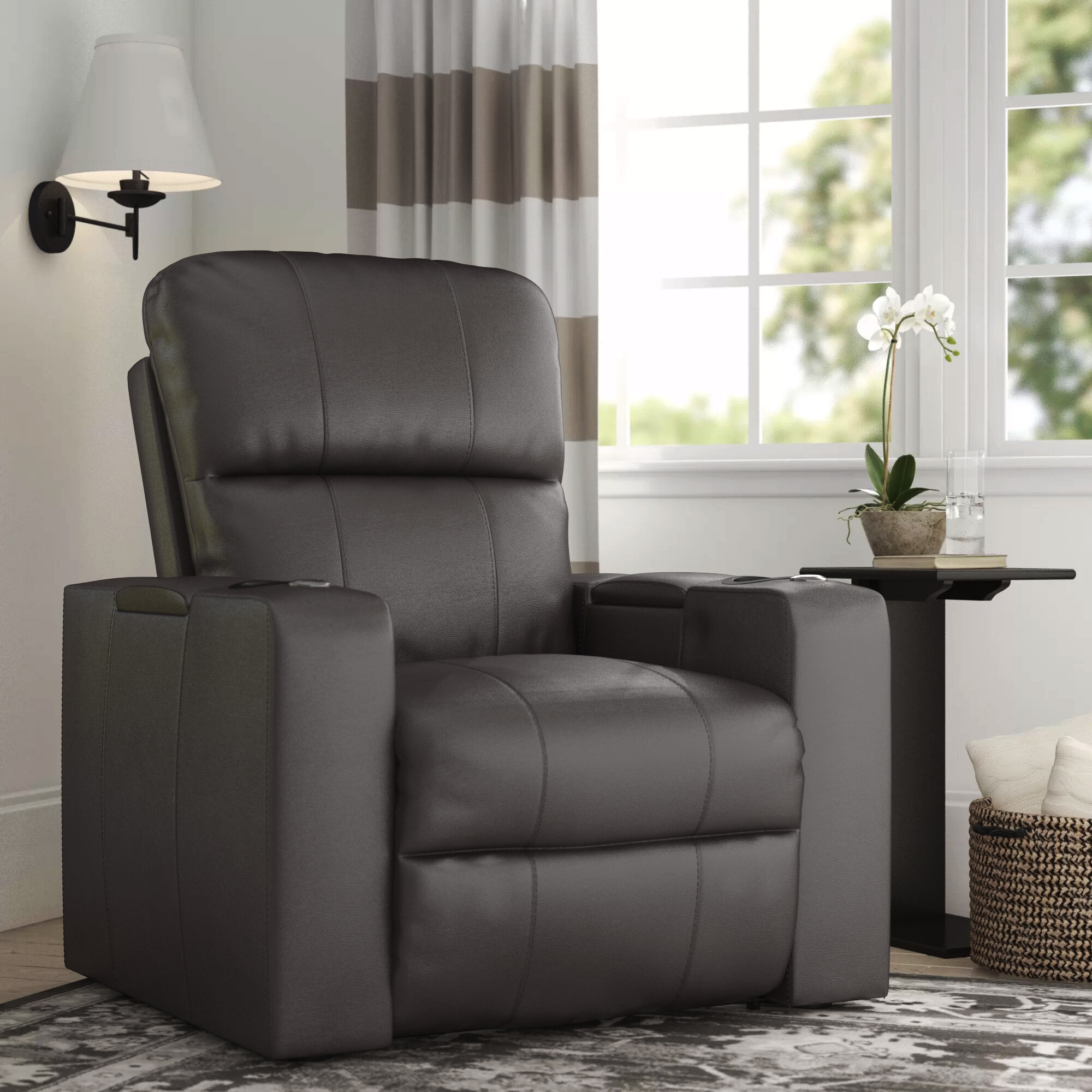 Staciee Faux Leather Power Home Theater Recliner