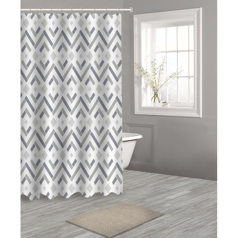 Orren Ellis Morocco Peva 14 Piece Chevron Shower Curtain Set Hooks Wayfair