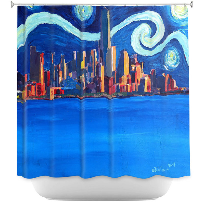 East Urban Home Starry Night In New York City Van Gogh Single Shower Curtain Wayfair