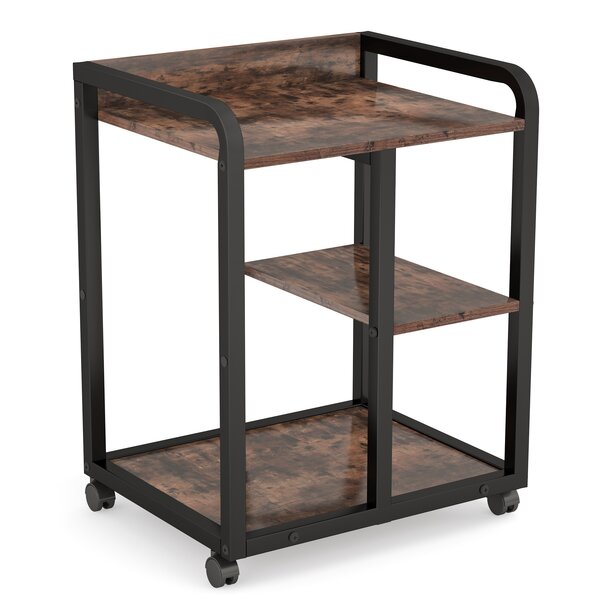 Office Home Floor Corner Storage Rack Color : All black With Roller Steel-wood Combination 4-layer Simple Mobile Shelf DORE HOME Printer Table 