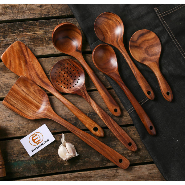 Everdream Craft 7 Piece Wooden Kitchen Utensil Set Cooking Utensils Wooden Utensils Reviews Wayfair