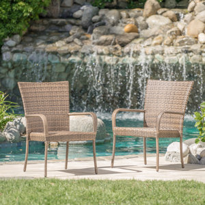 Kaelyn 2 Piece Outdoor Wicker Armchair (Set of 2)