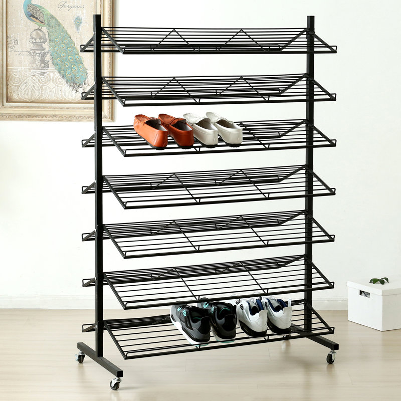 Rebrilliant Dual-Sided Rolling 70 Pair Shoe Rack | Wayfair