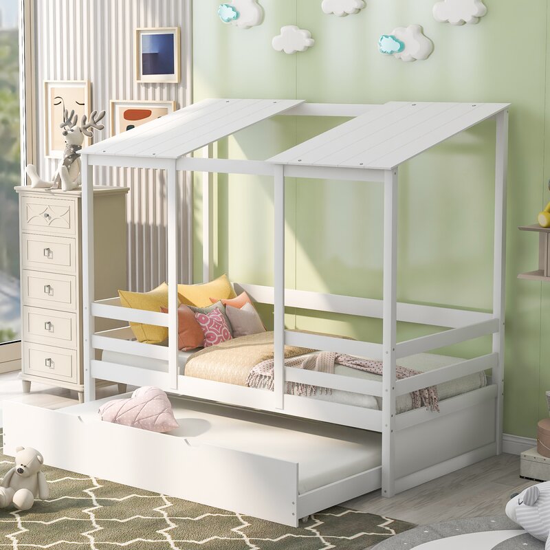 Harper Orchard Twin Canopy Bed with Trundle | Wayfair