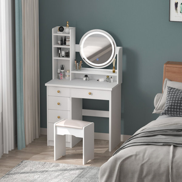 White Dressing Table Mirror With Drawers Ikea