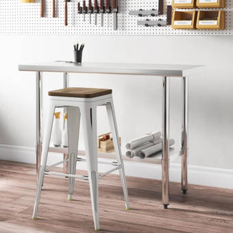 Rebrilliant 48 W Adjustable Height Stainless Steel Top Workbench