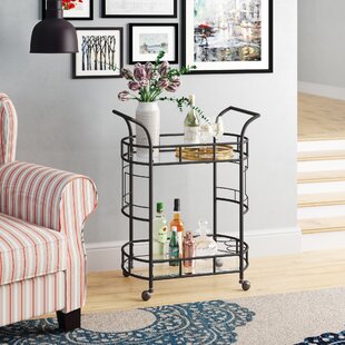 Boswell 26.5'' Wide Oval Bar Cart with Wine Bottle Storage