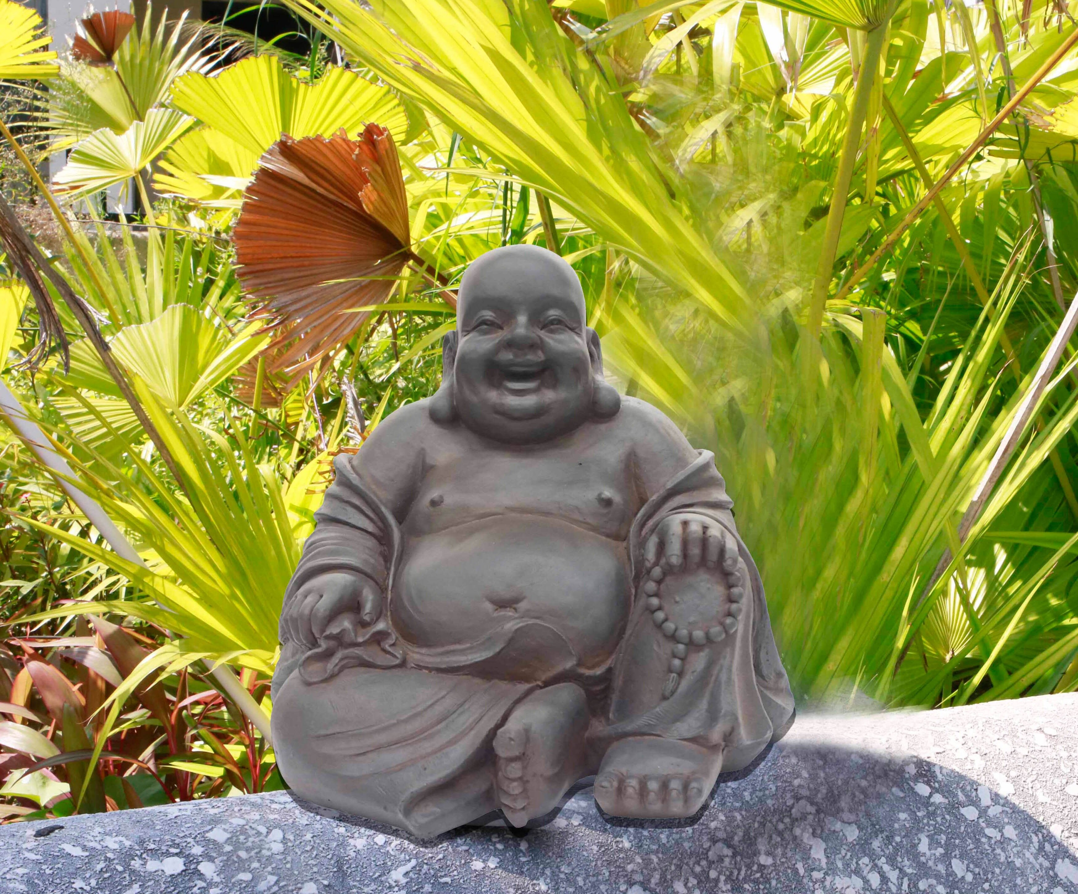 Iron Stone Little Monk Happy Buddha Figurine Home Office Gift Reading Books 