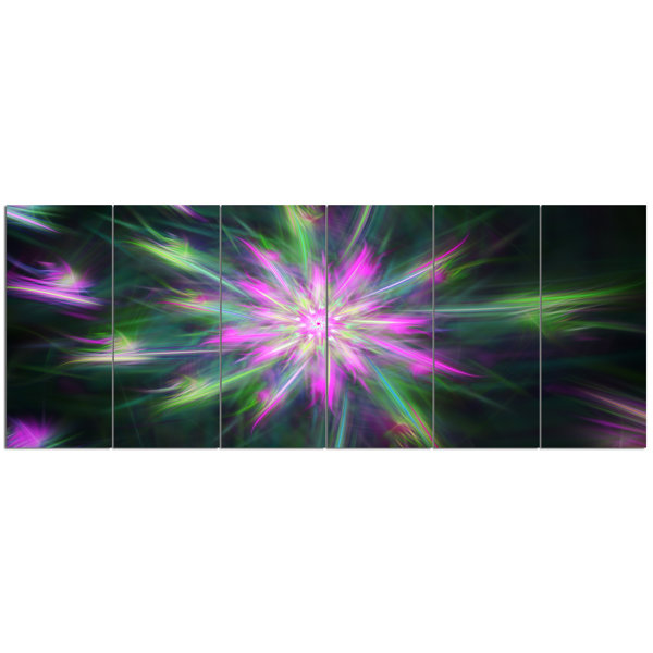 Designart Green Fractal Shining Bright Star 6 Piece Graphic Art Print Set On Canvas Wayfair