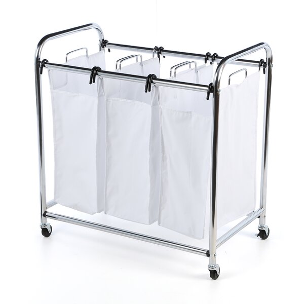 Details about   Laundry Cart 3 Bag Sorter Hamper Rolling Wheels Storage Clothes Organizer Bar 