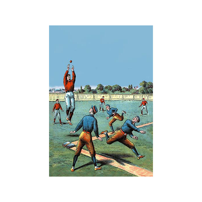 Buyenlarge Leaping Catch On The Baseball Diamond Painting Print