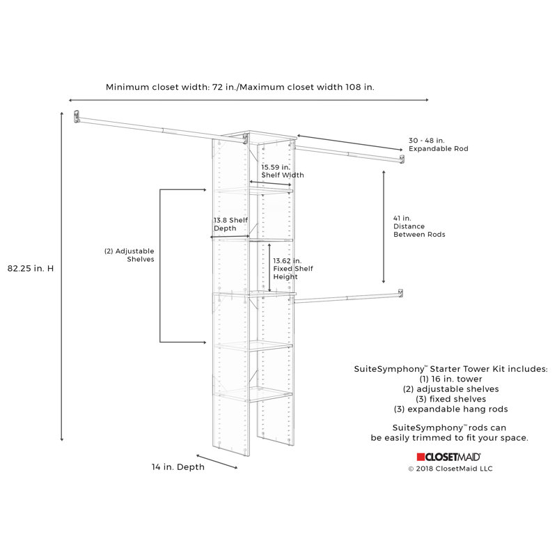 Closetmaid Suitesymphony 72 W 108 W Closet System Reviews