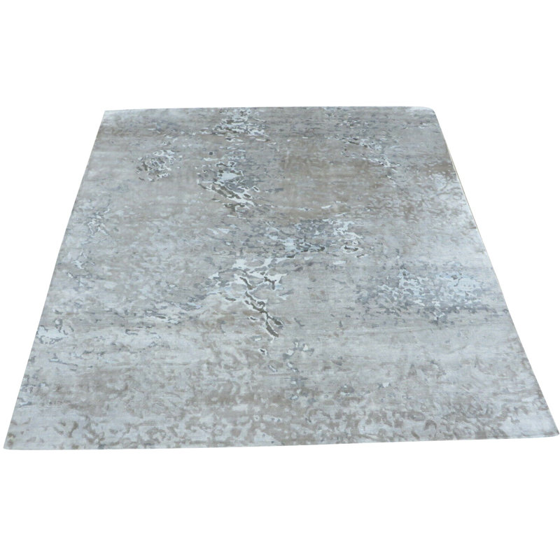 Williston Forge One Of A Kind Colletta Hand Knotted Green Blue 8 X 8 Square Silk Area Rug Wayfair